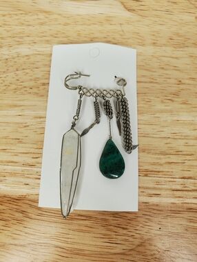 Crystal Green Stone Pin Brooch